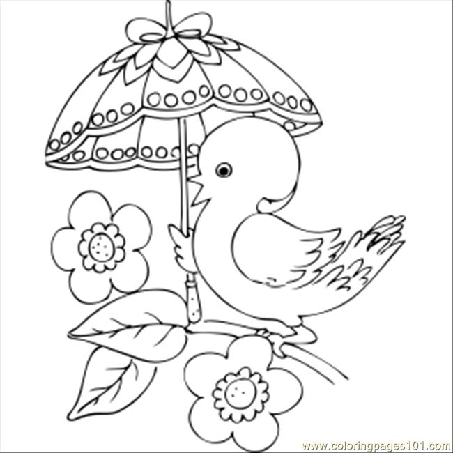 Coloring Pages 64 Chick With Fancy Umbrella (Birds > Chick) - free ...