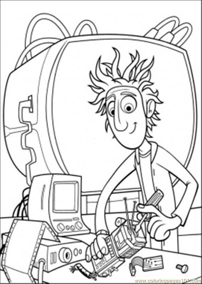 Coloring Pages Young Inventor (Cartoons > Cloudy) - free printable