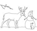 Christmas card deer snowman