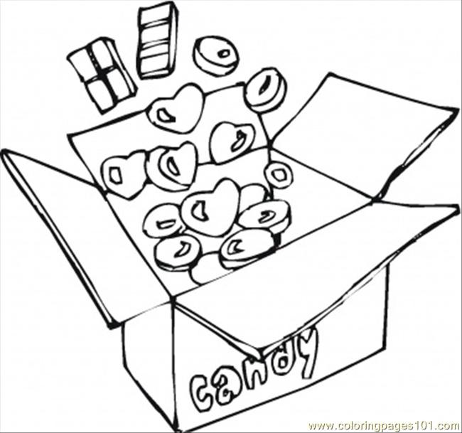 Coloring Pages Box With Sweets (Food & Fruits > Desserts) - free