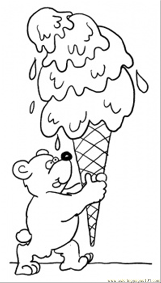 coloring pages teddy bear with ice cream food  fruits