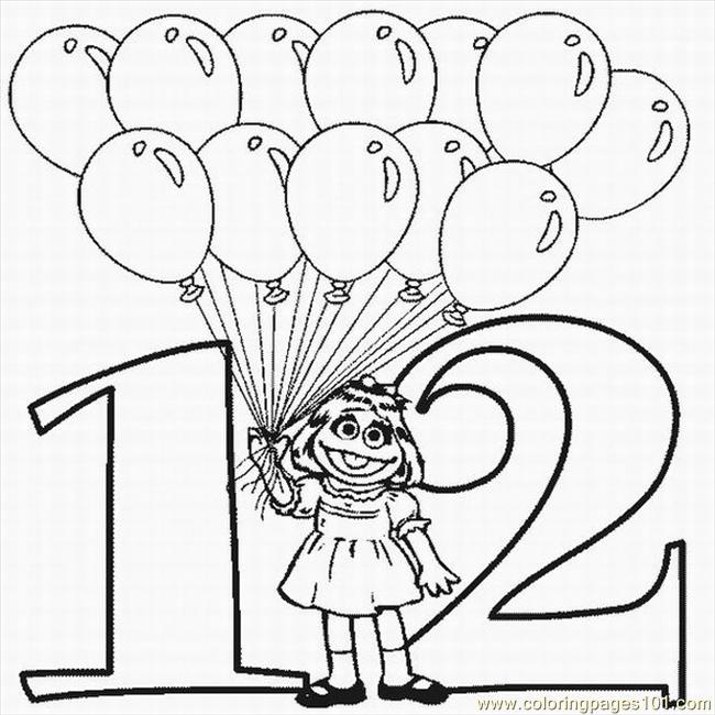 Coloring Pages Numbers Coloring Pages 12 Lrg (Cartoons > Elmo) - free