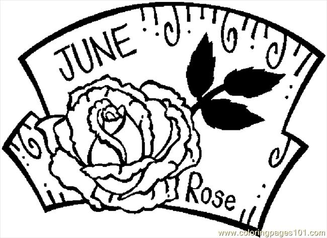 Coloring Pages 06 June Rose 2 (Natural World > Flowers) - free