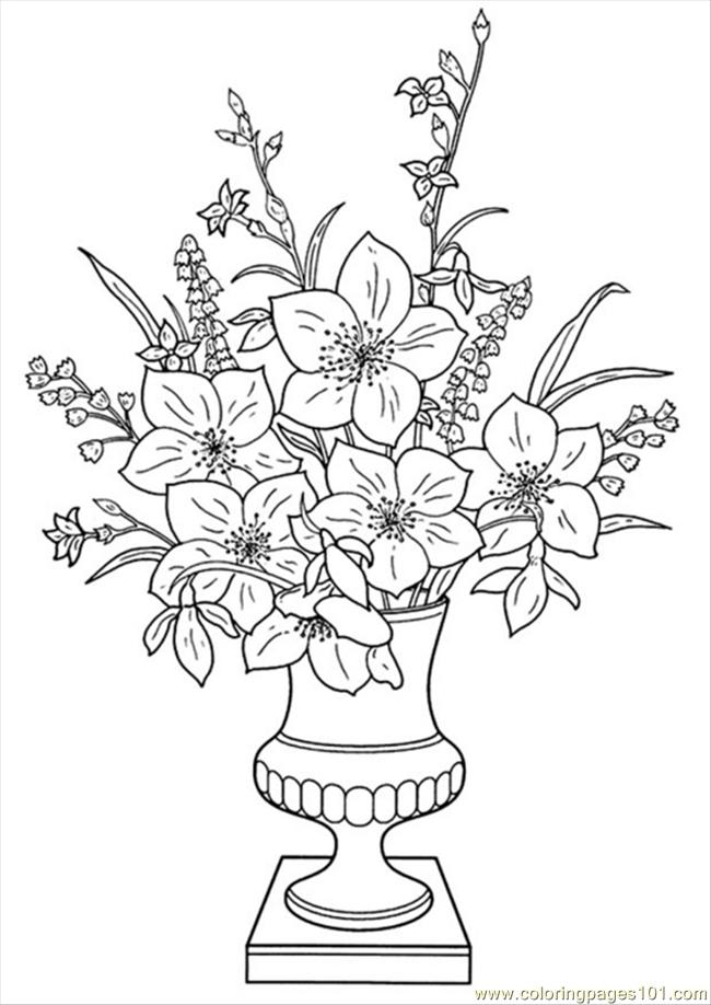 Flowers In A Vase Coloring Pages. Color this Page Online! free