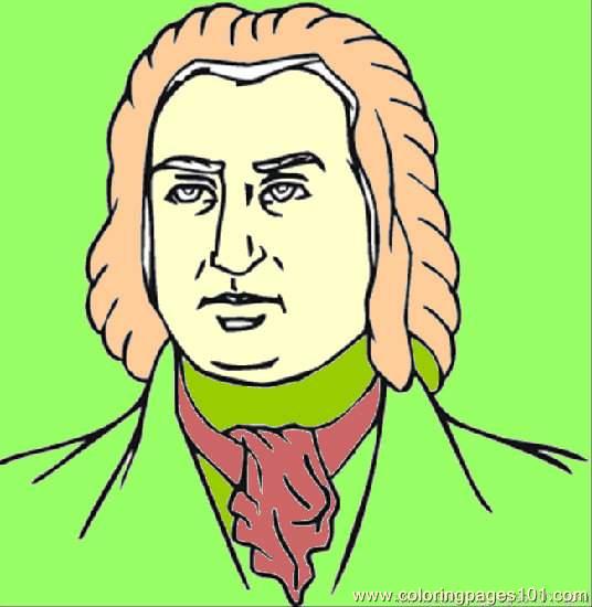 Coloring Pages Johann Sebastian Bach (Germany) - free printable