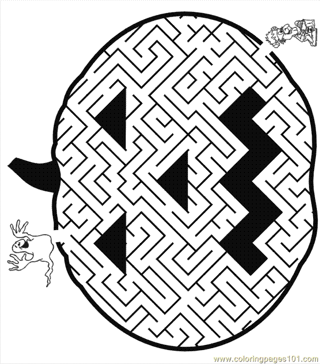 Coloring Pages Halloween Maze (Holidays > Halloween) - free printable