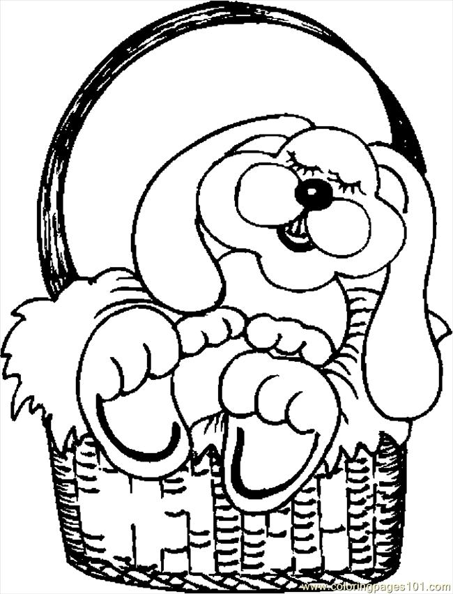 Coloring Pages Bunny In Basket 2 (Entertainment > Holidays) - free