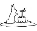 Rabbit And Easter Basket Outline