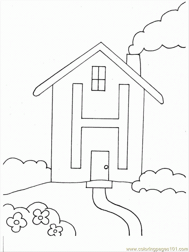 Coloring Pages R Case Letter H Coloring Page (Architecture > Houses