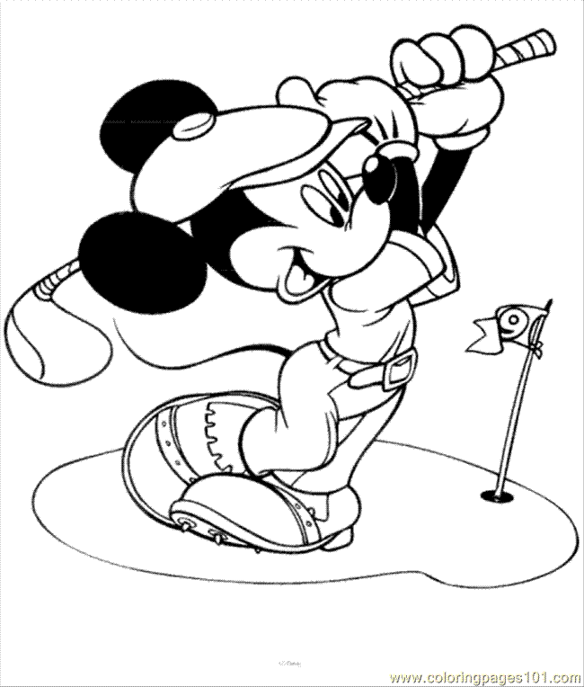 Coloring Pages Mickey Golf (Cartoons > Mickey Mouse) - free printable