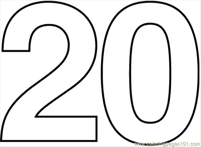 The Number 20 Colouring Pages