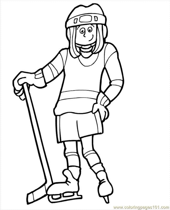 Color this Page Online! free printable coloring image Girl Hockey Player 01