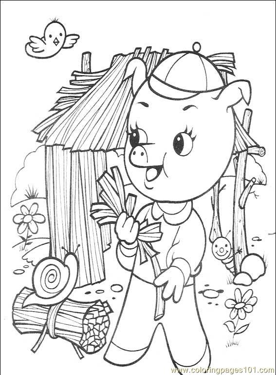 Coloring Pages The Three Little Pigs 001 (1) (Cartoons > Others) - free