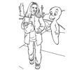 Casper talking to a man