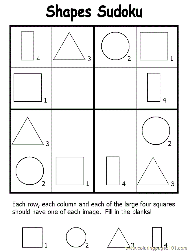 Coloring Pages B Sudoku Easy (Architecture > Shapes) - free printable