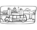 School Bus In The Town