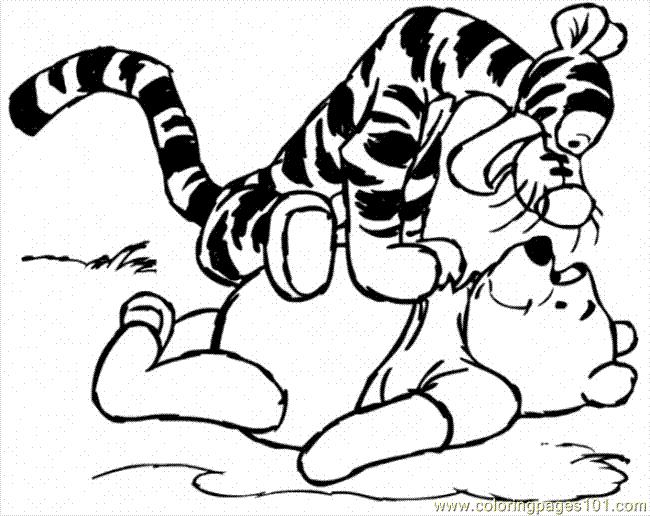 Coloring Pages Tigger On Pooh (Cartoons > Winnie The Pooh) - free