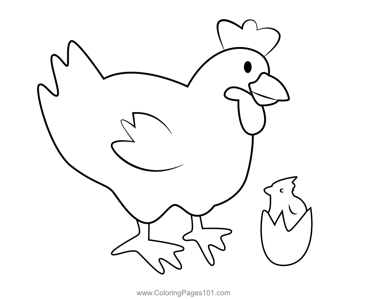 Chicken And Chicks Coloring Page For Kids - Free Chickens Printable 