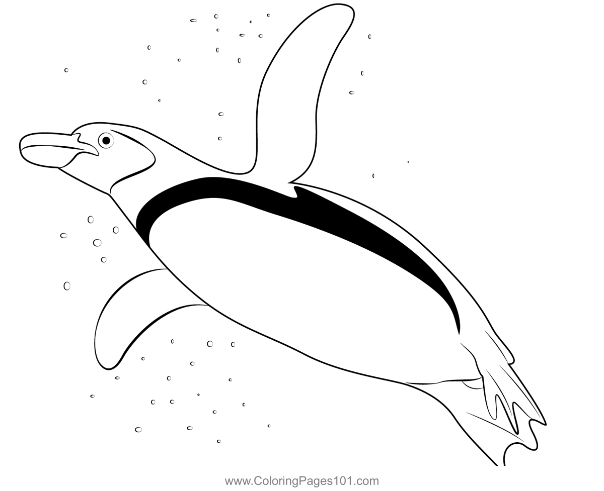 Gentoo Penguin Swimming Coloring Page for Kids - Free Penguins ...