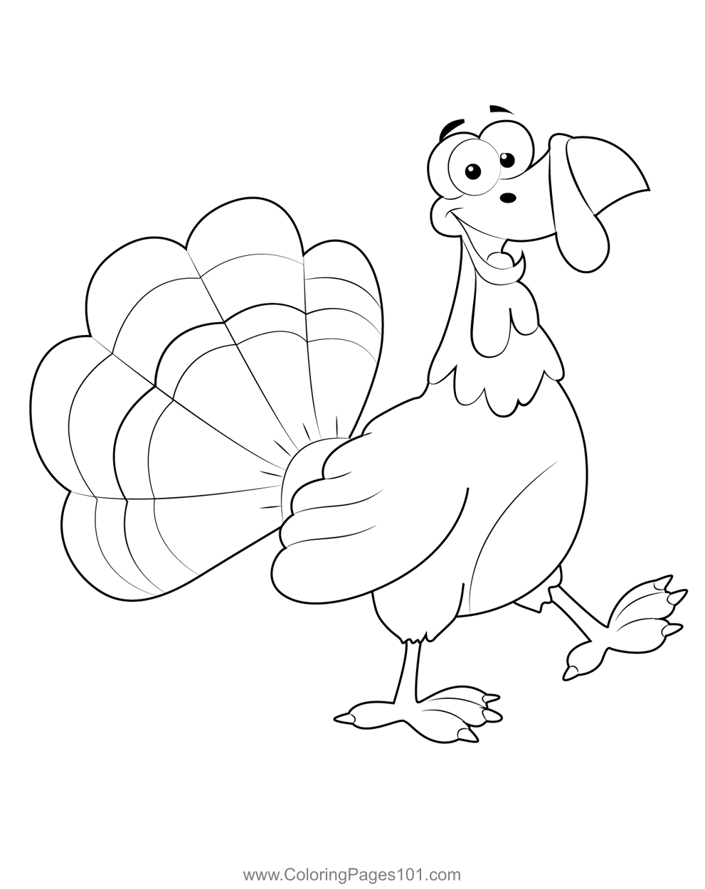 Happy Turkey Coloring Page for Kids - Free Turkeys Printable Coloring ...