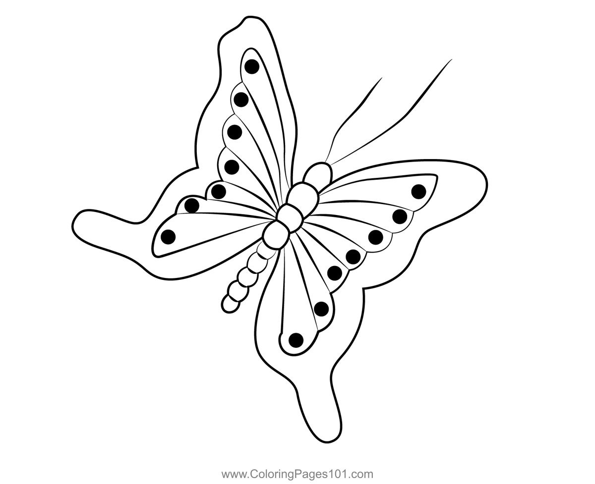Butterfly Brooch Coloring Page for Kids - Free Butterflies Printable ...