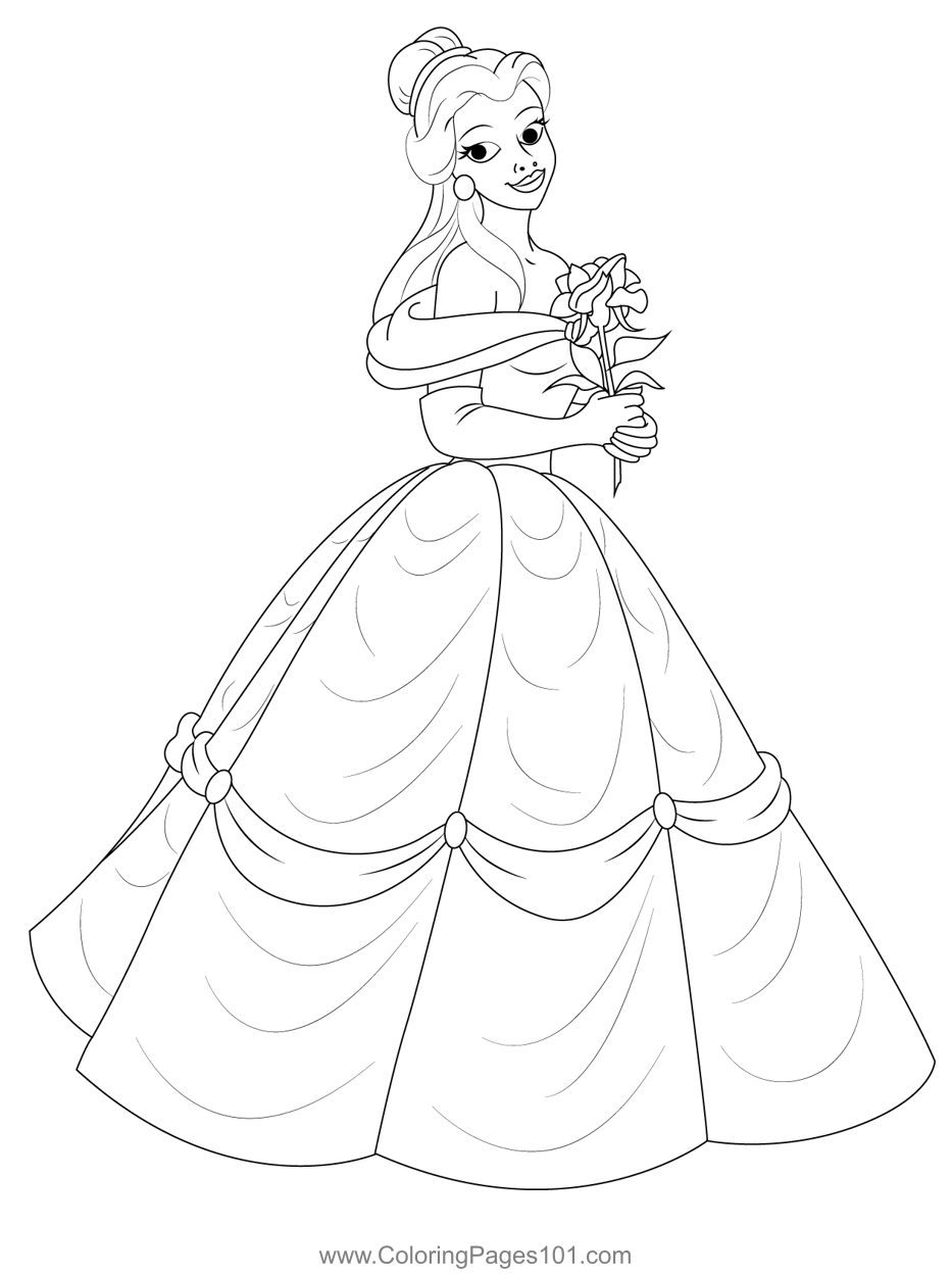 belle in her ball gown coloring pages