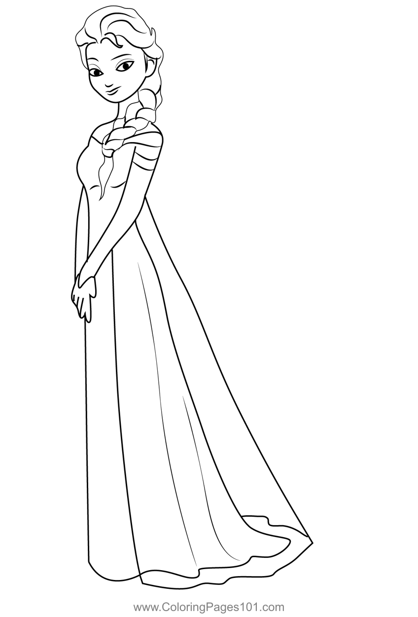 Beautiful Elsa Coloring Page for Kids - Free Frozen Printable Coloring Pages Online for Kids - ColoringPages101.com Coloring for Kids