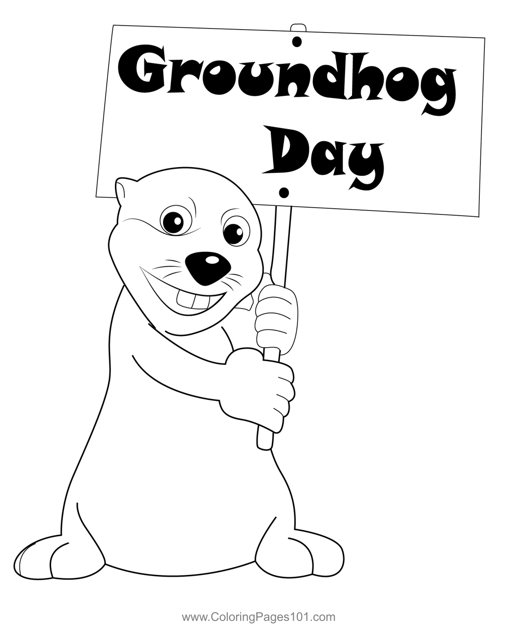 Groundhog Day Banner Coloring Page For Kids - Free Groundhog Day 