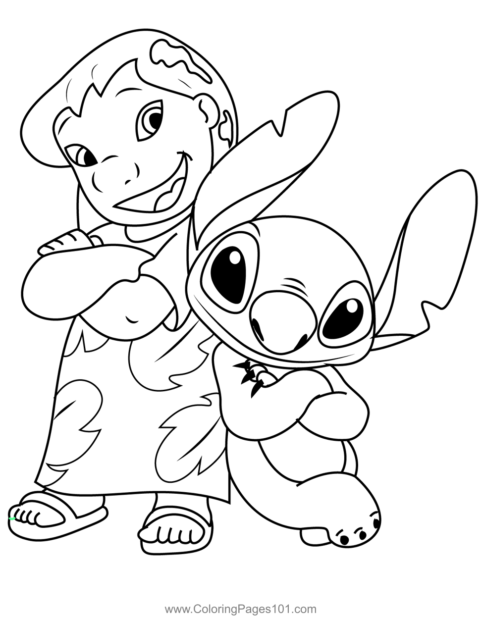 Stand Lilo And Stitch Coloring Page for Kids - Free Lilo & Stitch ...