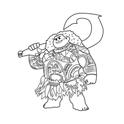 Maui Moana 2 Free Coloring Page for Kids