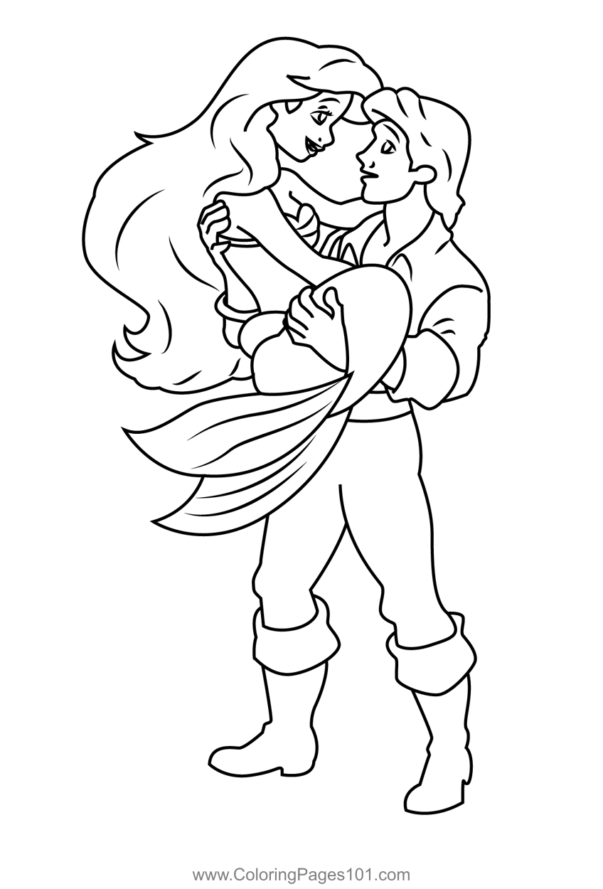 ariel the little mermaid and eric drawing
