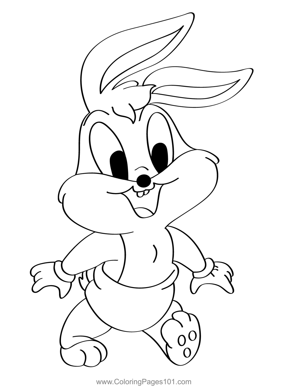 Walking Baby Lola Bunny Coloring Page for Kids - Free Baby Looney Tunes ...