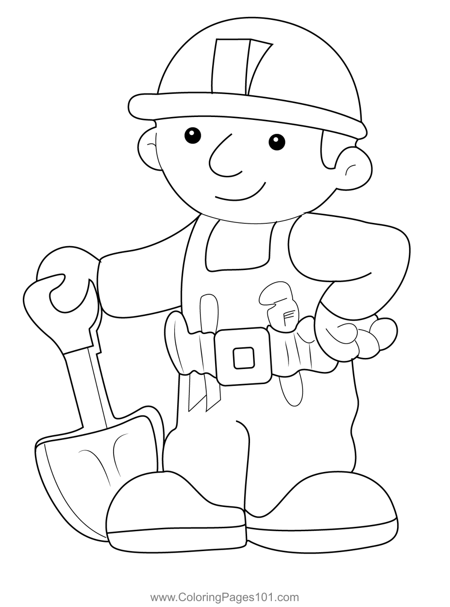 Bob The Builder Standing Coloring Page for Kids - Free Bob the Builder ...