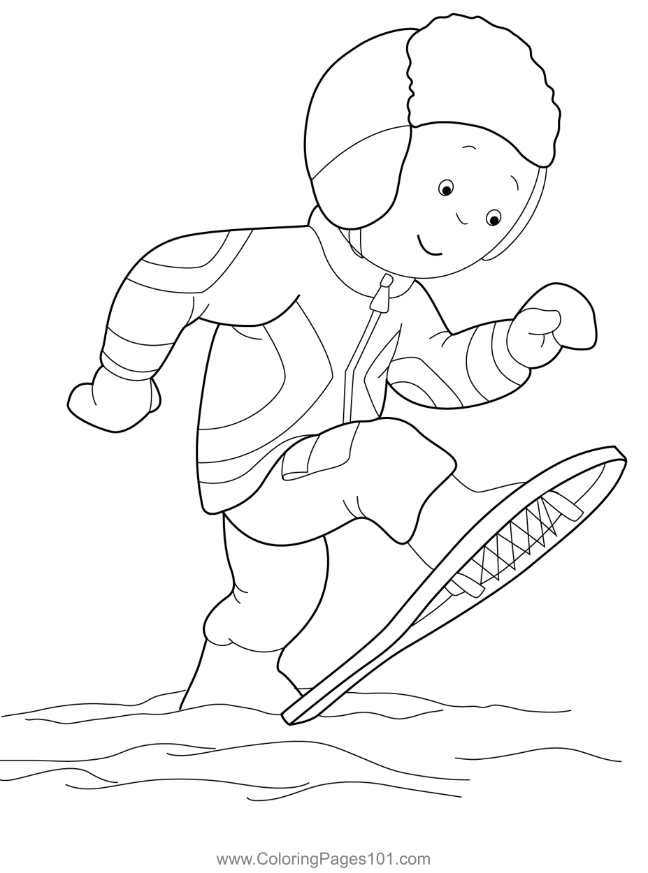 Caillou Playing Ice Skating Coloring Page for Kids - Free Caillou ...