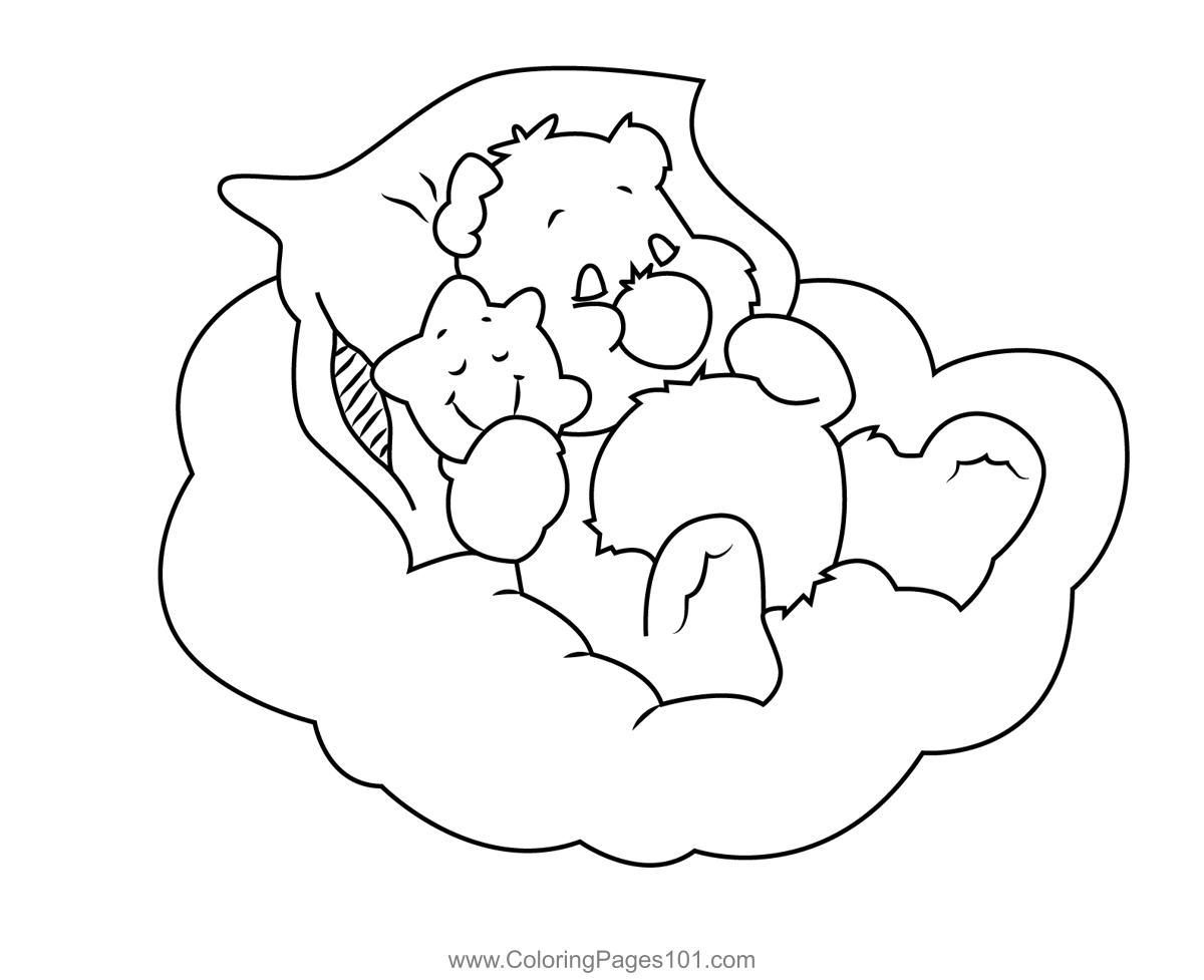 Printable Sleeping Teddy Bear Coloring Page