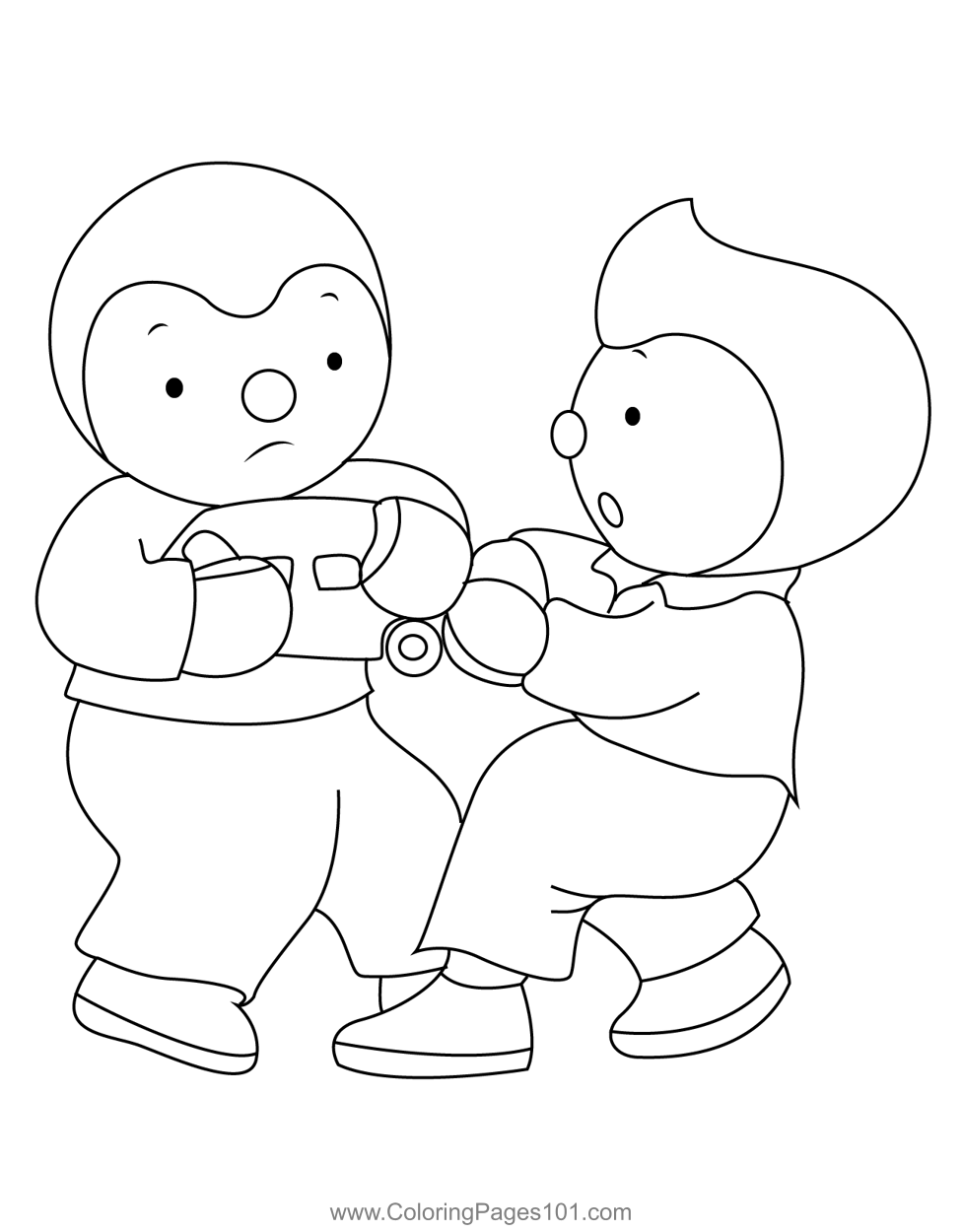 Charley And His Friend Fighting Coloring Page for Kids - Free Charley ...