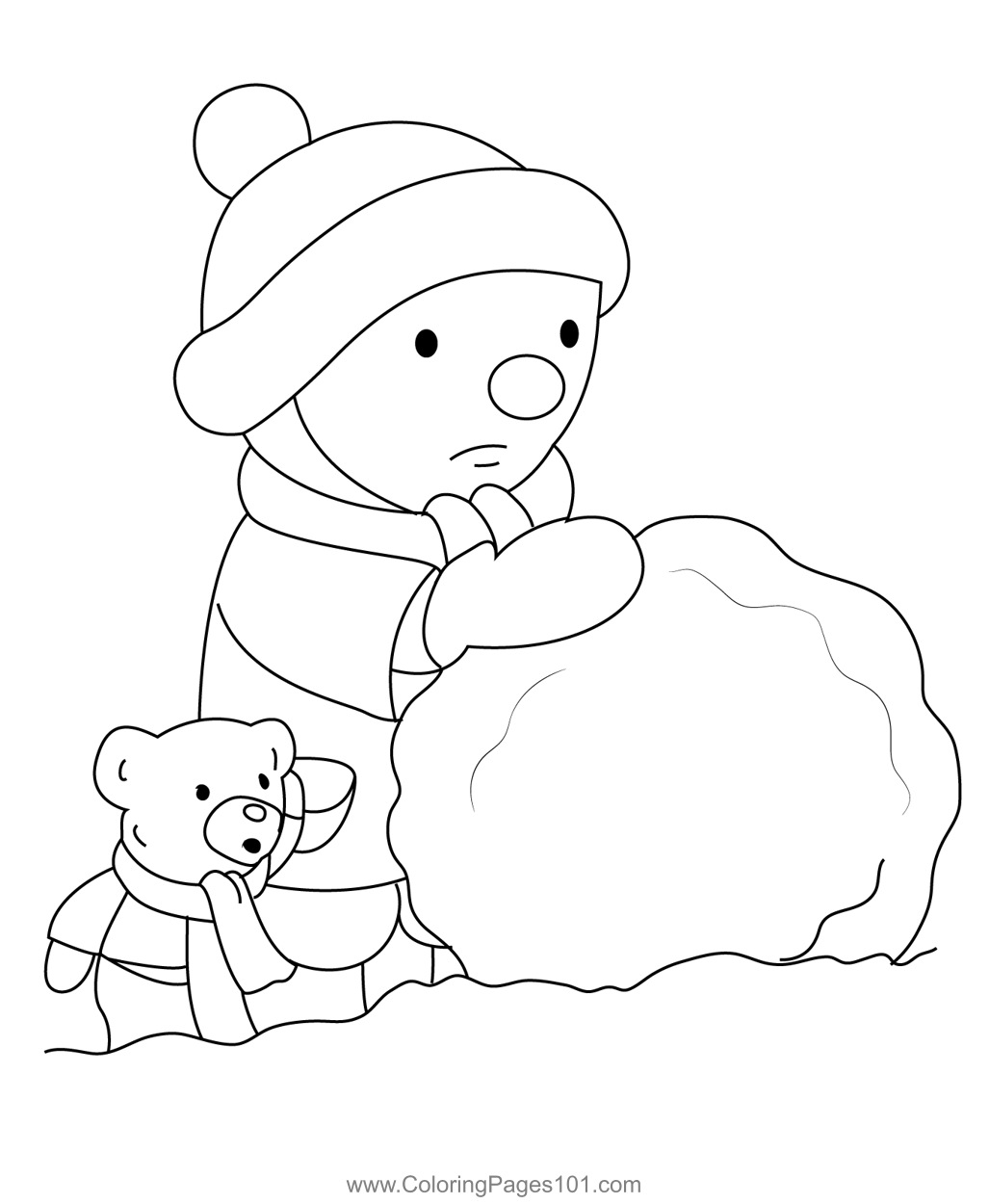 Charley And Mimmo Playing With Snow Coloring Page for Kids - Free ...