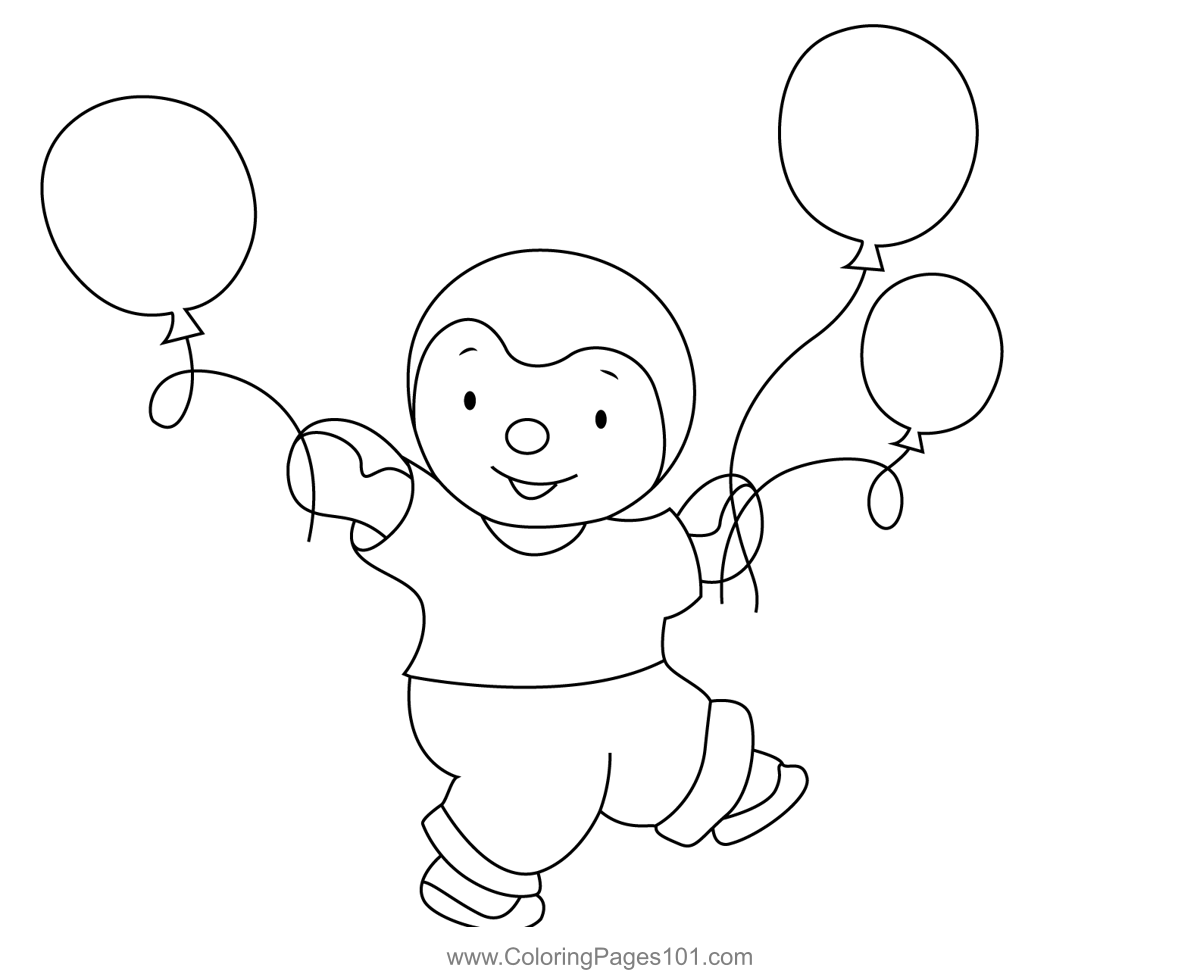 Charley Playing With Balloon Coloring Page for Kids - Free Charley and ...