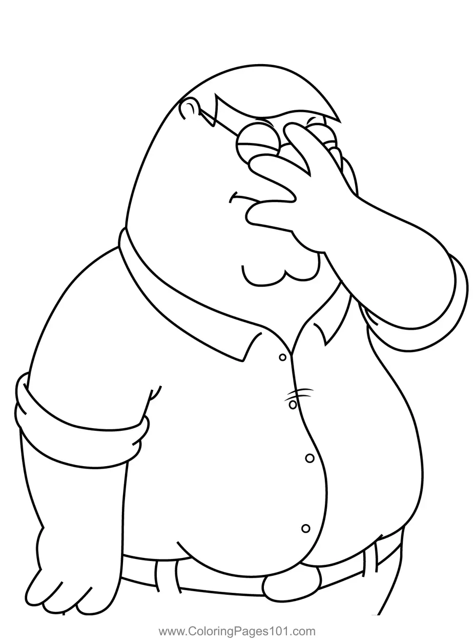 Peter Griffin Facepalming Family Guy Coloring Page for Kids - Free ...