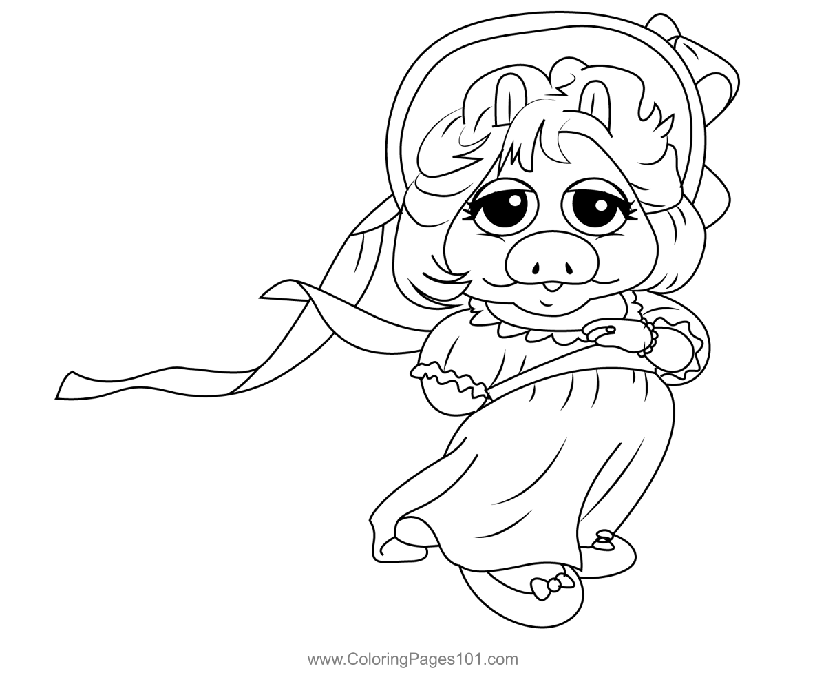 Cutie Miss Piggy Coloring Page for Kids - Free Muppet Babies Printable ...
