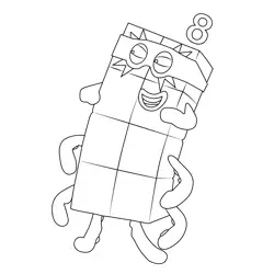 Eight blocks laughing  Numberblocks Free Coloring Page for Kids