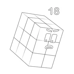 Eighteen blocks Numberblocks Free Coloring Page for Kids