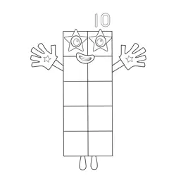 Hey I am Ten  Numberblocks Coloring Page