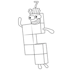 Seven dancing  Numberblocks Free Coloring Page for Kids