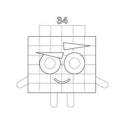 Thirty-Four look Numberblocks Free Coloring Page for Kids