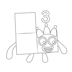 Three fun time Numberblocks Free Coloring Page for Kids