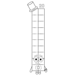 Twenty Numberblocks Free Coloring Page for Kids