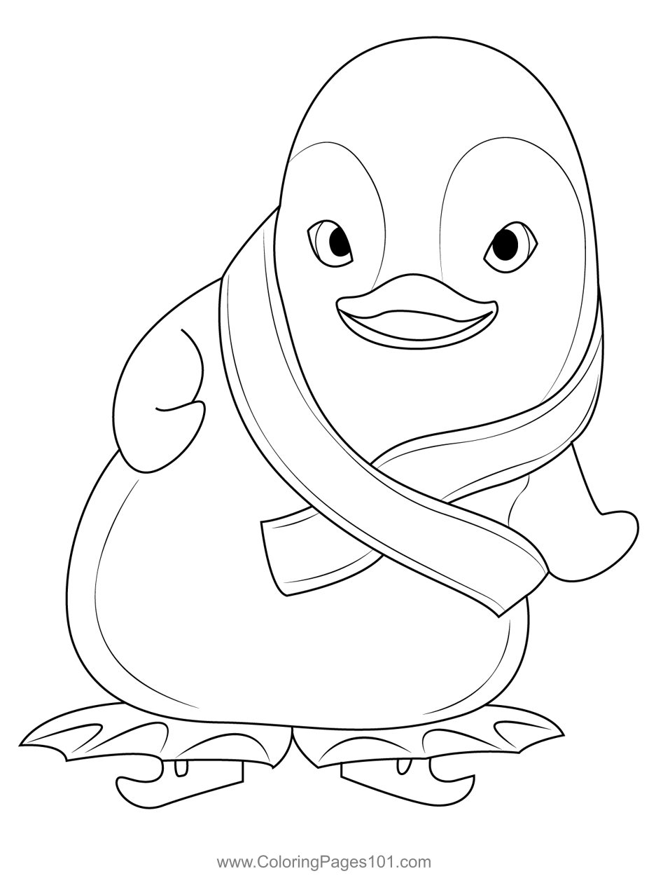 Ice Sketing Penguin Coloring Page For Kids - Free Ozie Boo! Printable 