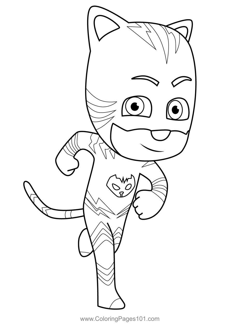 Catboy Running PJ Masks Coloring Page for Kids - Free PJ Masks ...