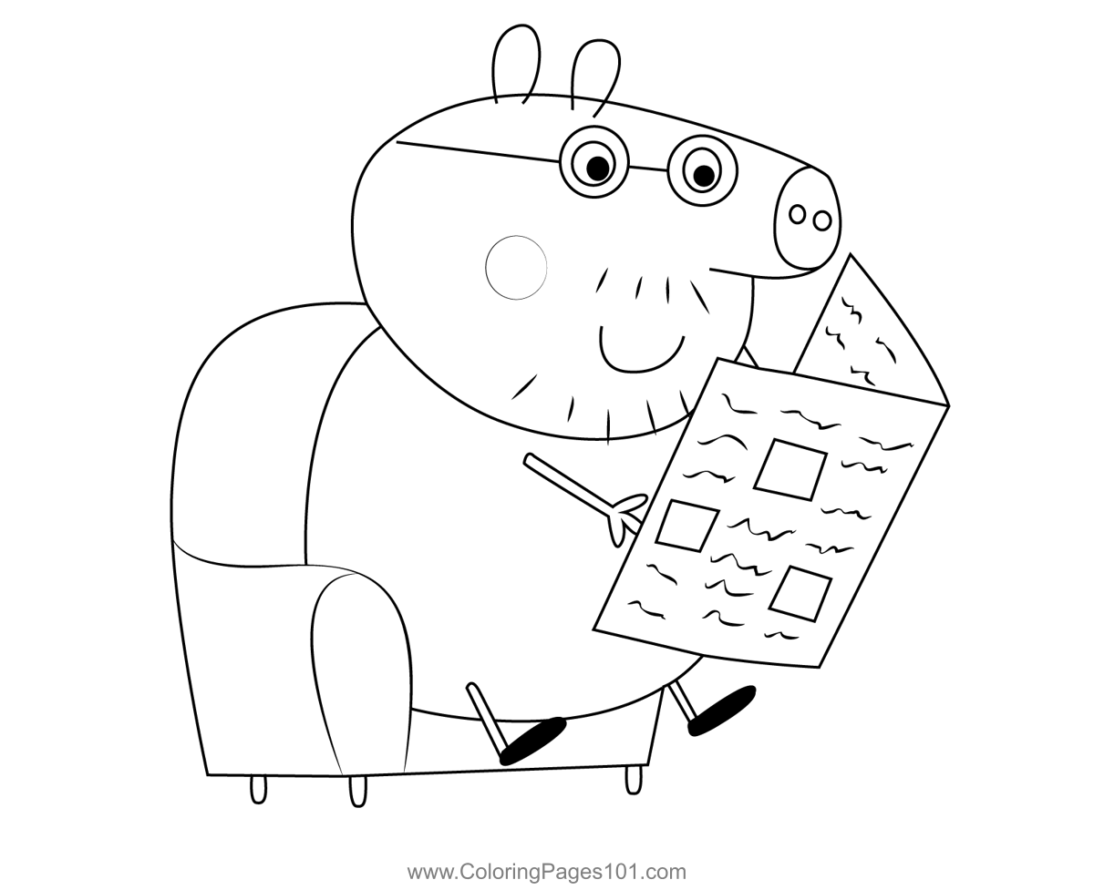 Daddy Pig 1 Coloring Page for Kids Free Peppa Pig Printable Coloring